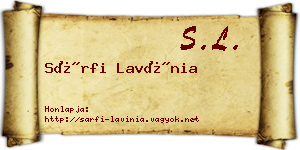 Sárfi Lavínia névjegykártya